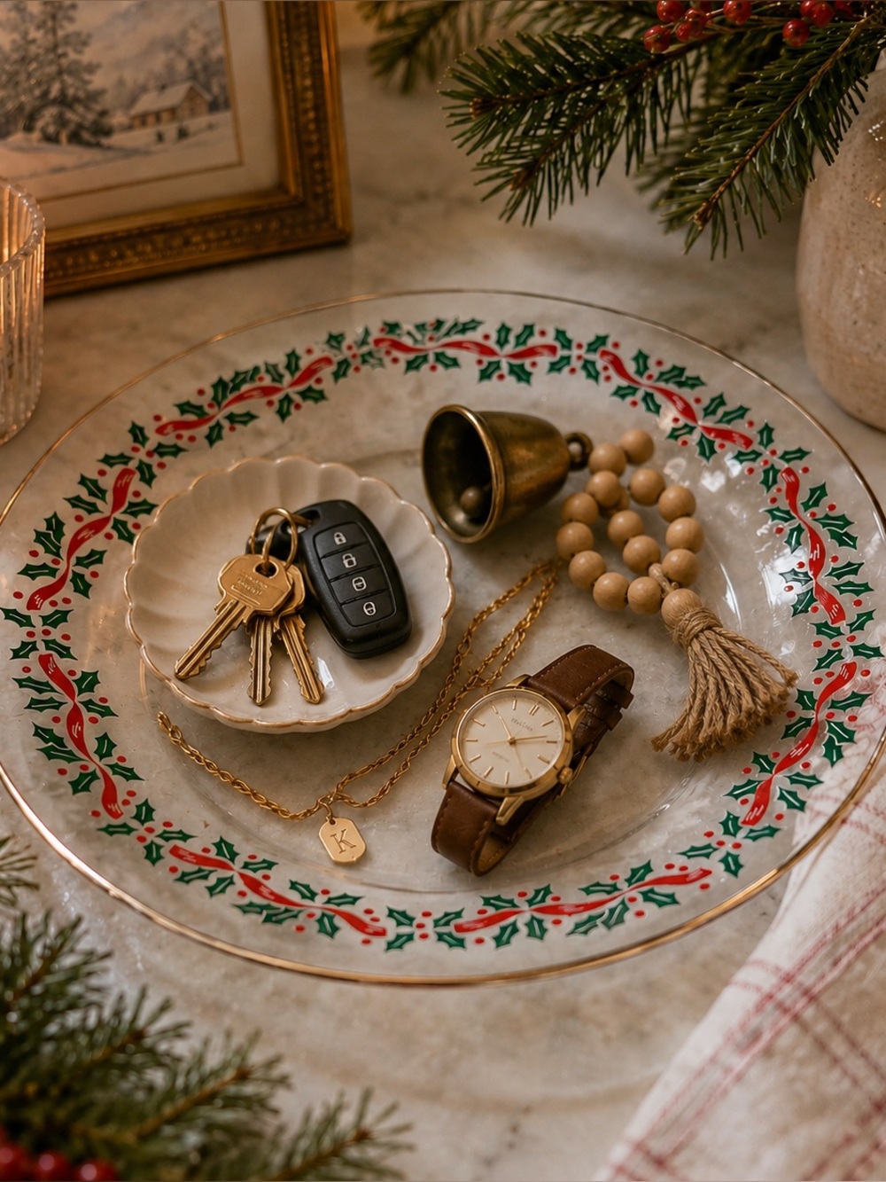 Arcoroc Holiday Holly Plate